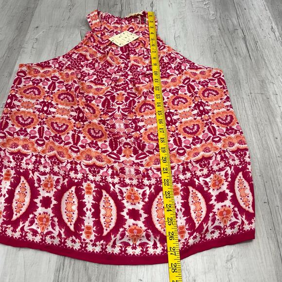 Lucy & Laurel Sleeveless Paisley Floral Halter Flowy Vacation Beach Tank Blouse - Picture 8 of 8